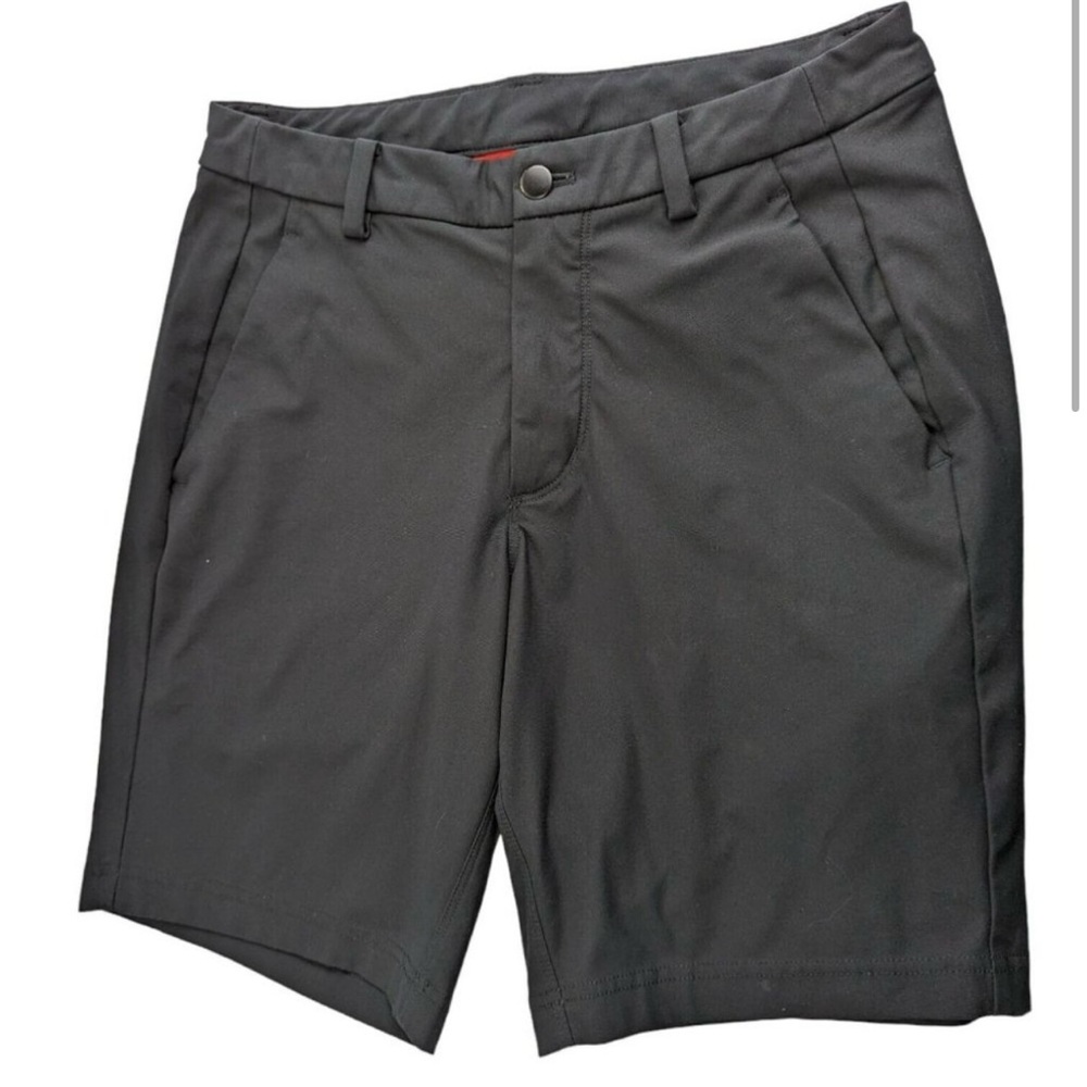Lululemon Commission Shorts Men's Size 32 Black Flat Front Stretch Zip Pocket